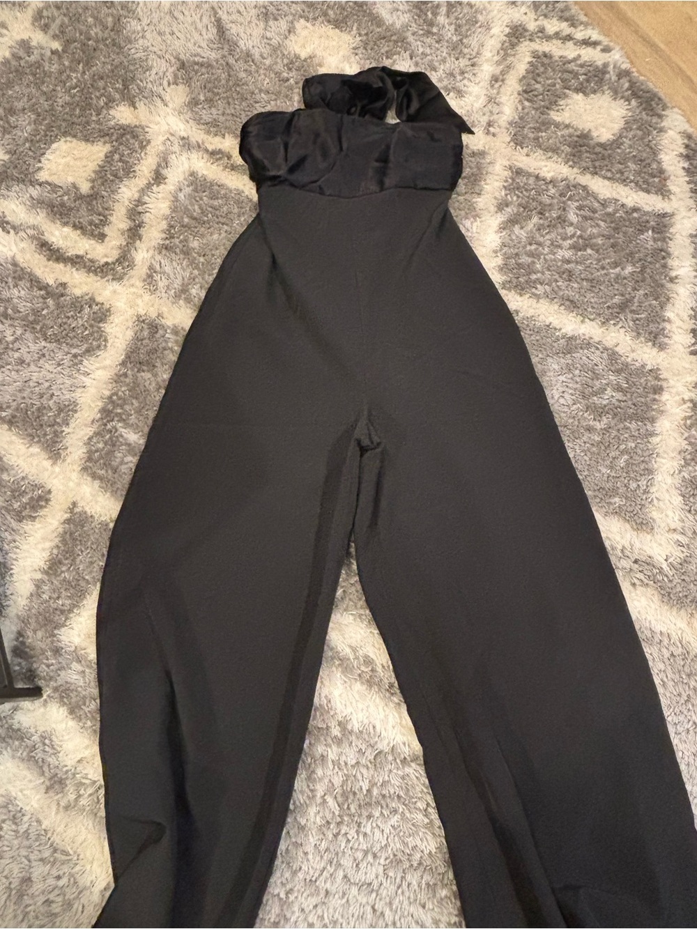 Milly NWT black Wide-Leg Jumpsuit - size 10. Satin tie in back - Picture 3 of 9